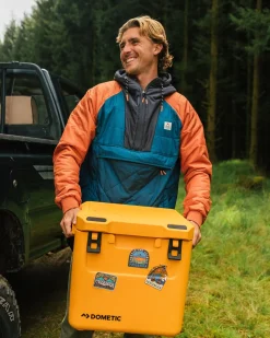 Oceanic Recycled Insulated Half Zip Jacket - Tidal Blue/Burnt Orange