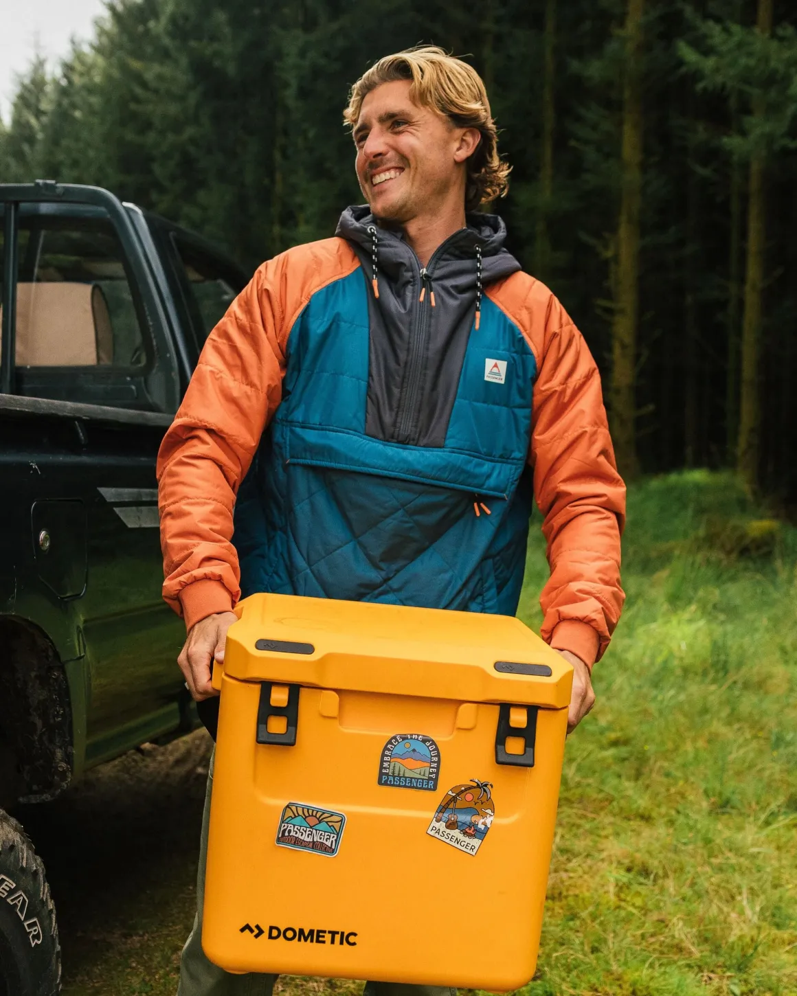 Oceanic Recycled Insulated Half Zip Jacket - Tidal Blue/Burnt Orange