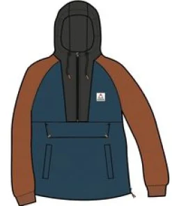 Oceanic Recycled Insulated Half Zip Jacket - Tidal Blue/Burnt Orange