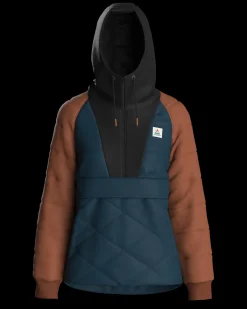 Oceanic Recycled Insulated Half Zip Jacket - Tidal Blue/Burnt Orange