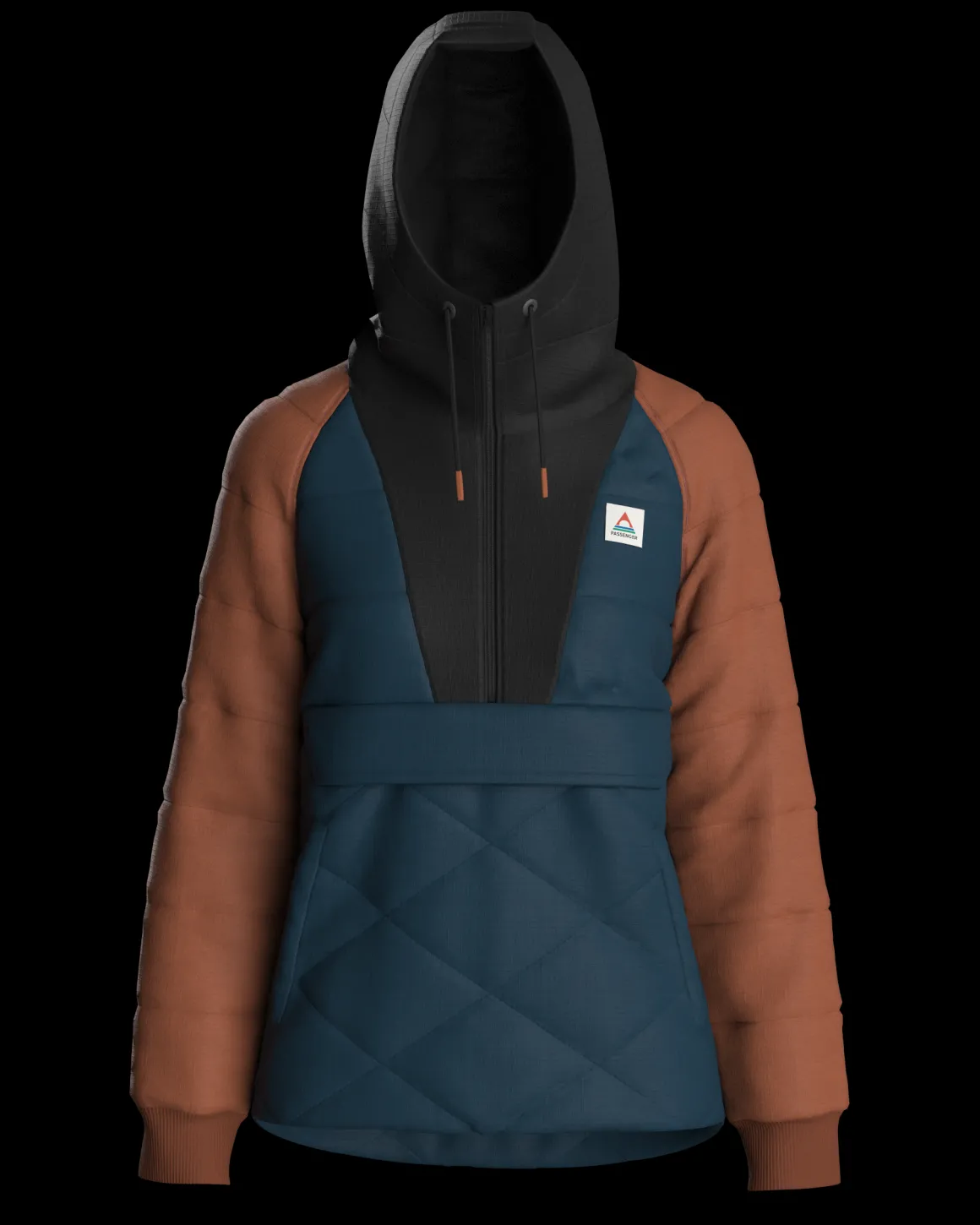 Oceanic Recycled Insulated Half Zip Jacket - Tidal Blue/Burnt Orange