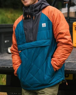 Oceanic Recycled Insulated Half Zip Jacket - Tidal Blue/Burnt Orange