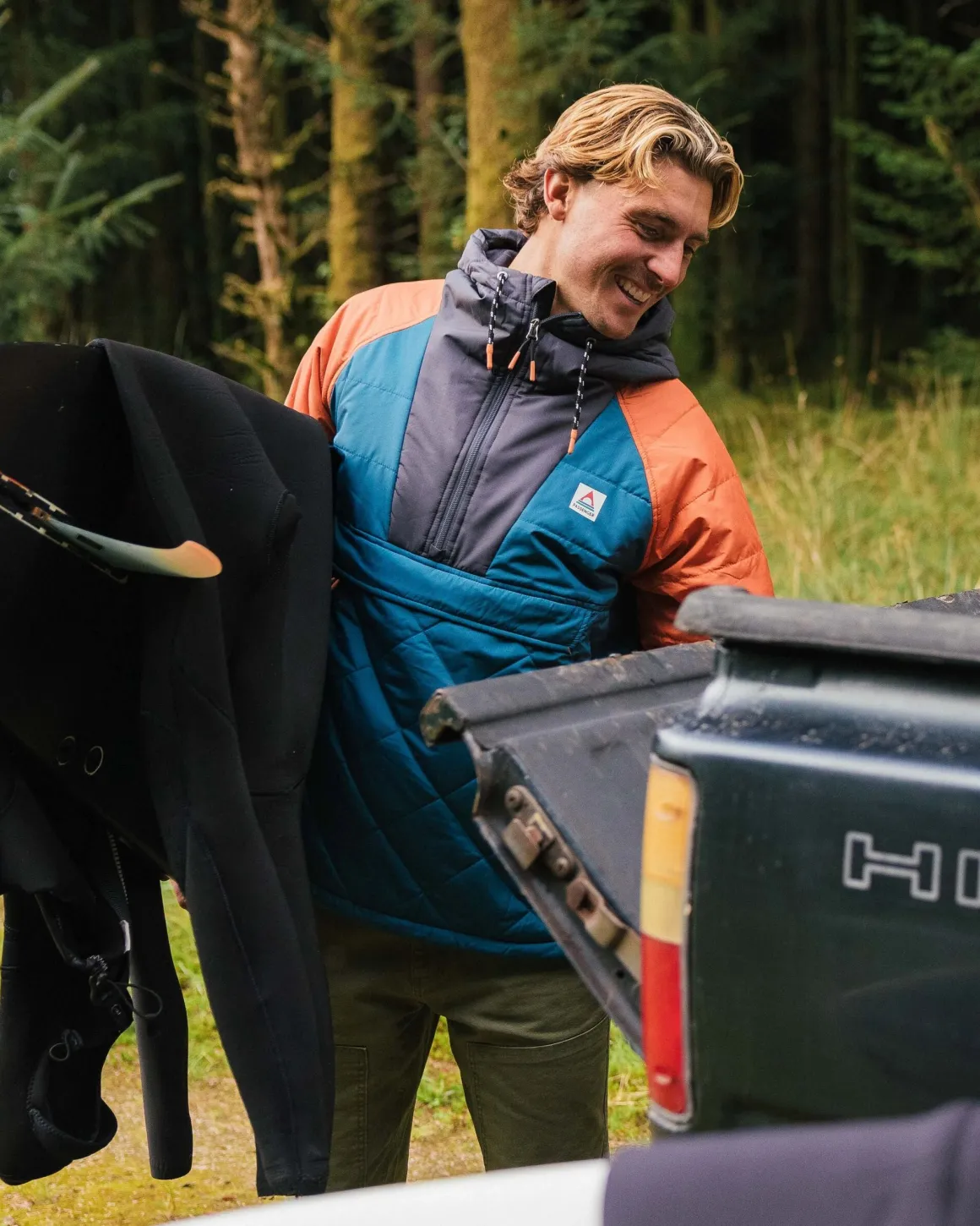 Oceanic Recycled Insulated Half Zip Jacket - Tidal Blue/Burnt Orange