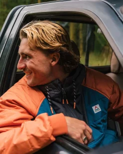 Oceanic Recycled Insulated Half Zip Jacket - Tidal Blue/Burnt Orange