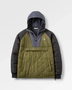 Oceanic Recycled Insulated Half Zip Jacket - Black/Khaki Green