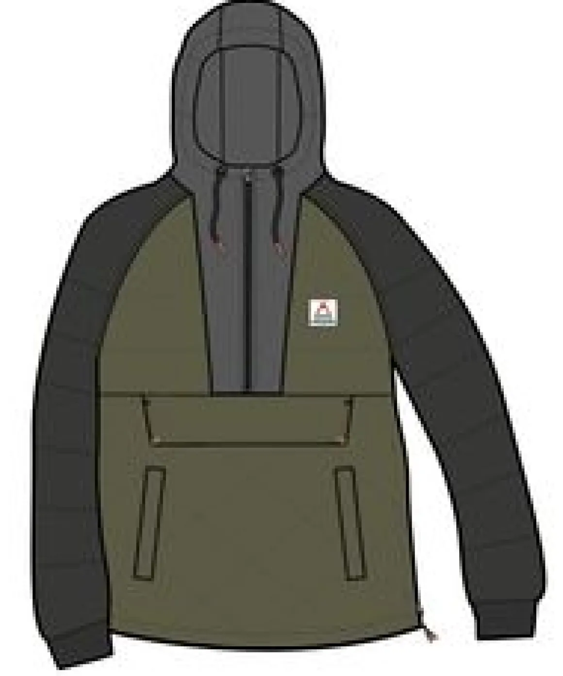 Oceanic Recycled Insulated Half Zip Jacket - Black/Khaki Green