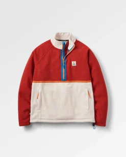 Off Trail Recycled Grid Polar Fleece - Red Ochre/Birch