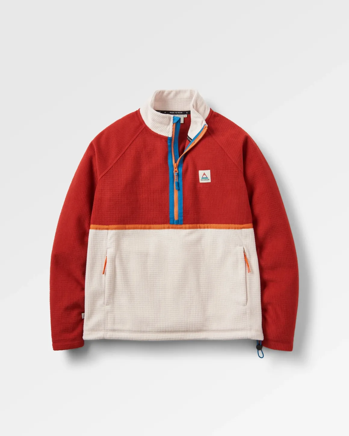 Off Trail Recycled Grid Polar Fleece - Red Ochre/Birch