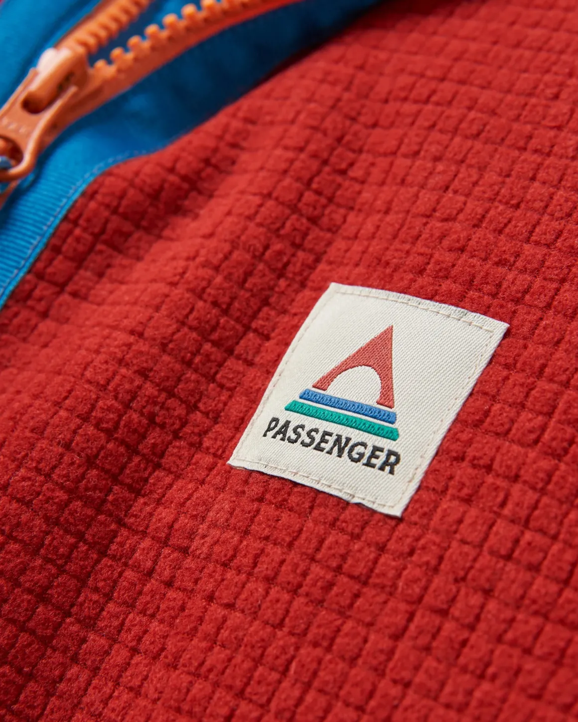 Off Trail Recycled Grid Polar Fleece - Red Ochre/Birch