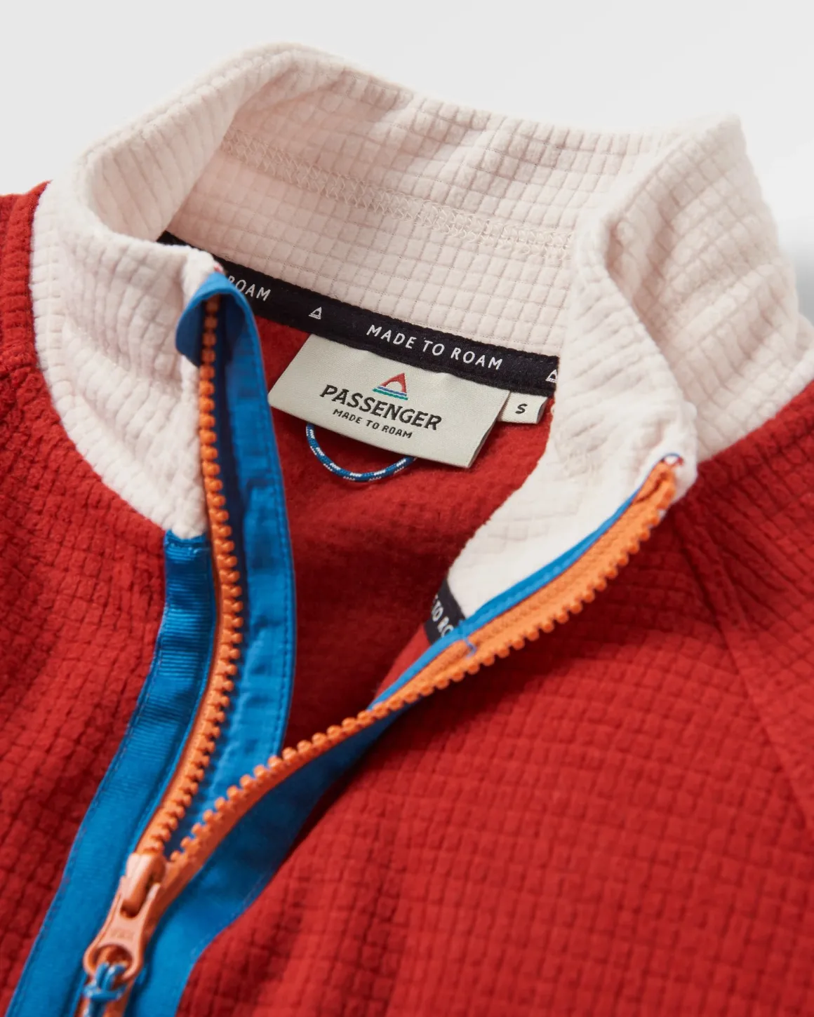 Off Trail Recycled Grid Polar Fleece - Red Ochre/Birch