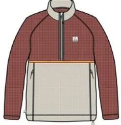 Off Trail Recycled Grid Polar Fleece - Red Ochre/Birch