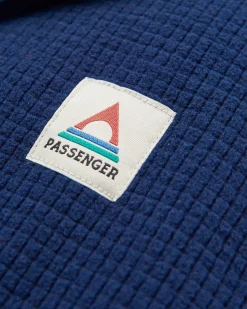 Off Trail Recycled Grid Polar Fleece - Rich Navy/Green Lake