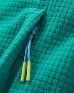 Off Trail Recycled Grid Polar Fleece - Rich Navy/Green Lake