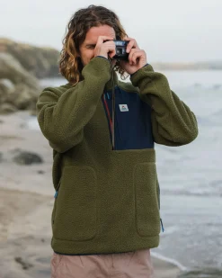 Offgrid 2.0 Half Zip Recycled Sherpa Fleece - Khaki Green