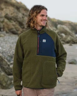 Offgrid 2.0 Half Zip Recycled Sherpa Fleece - Khaki Green