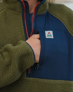 Offgrid 2.0 Half Zip Recycled Sherpa Fleece - Khaki Green