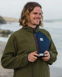 Offgrid 2.0 Half Zip Recycled Sherpa Fleece - Khaki Green