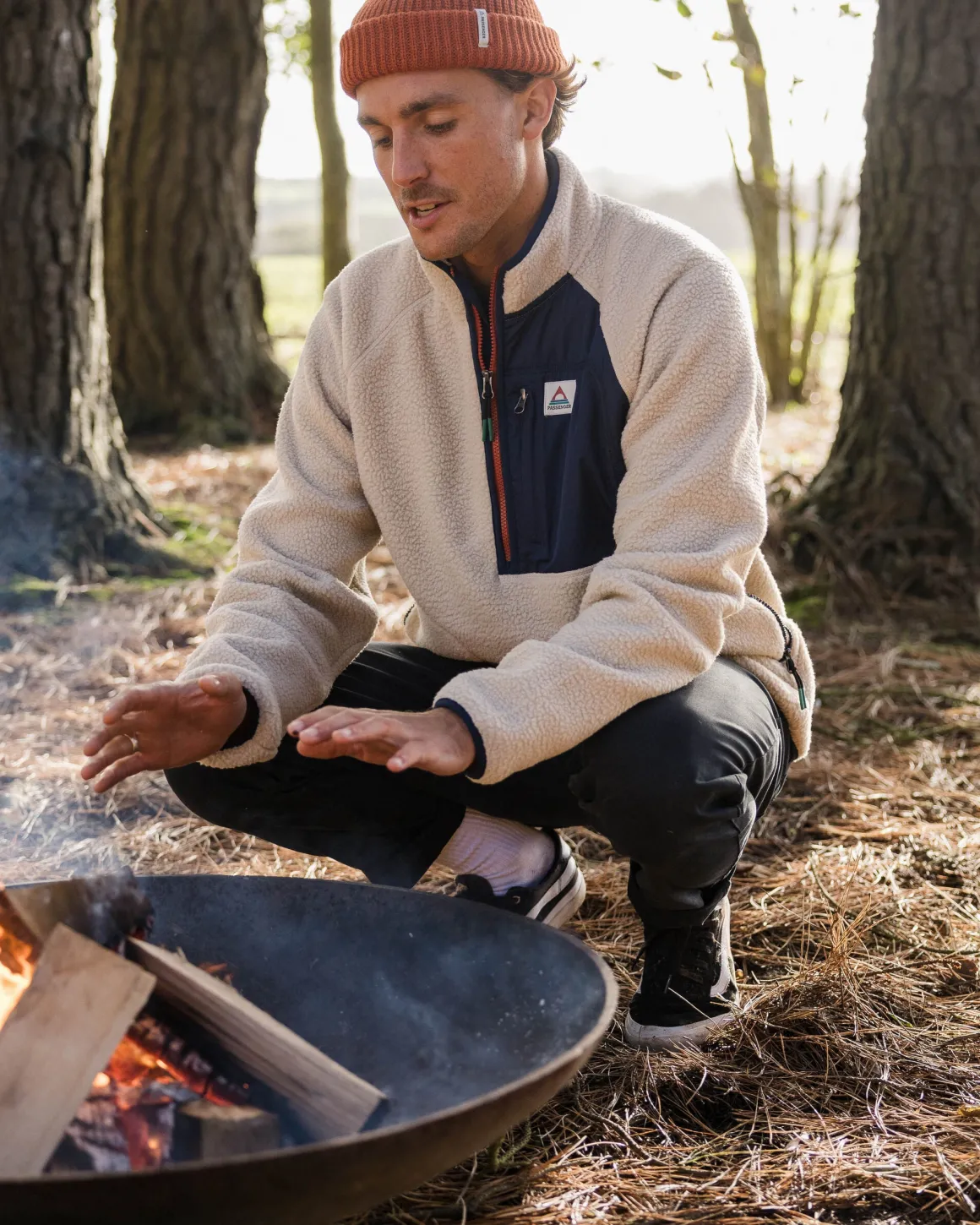 Offgrid 2.0 Half Zip Recycled Sherpa Fleece - Oatmeal/Navy