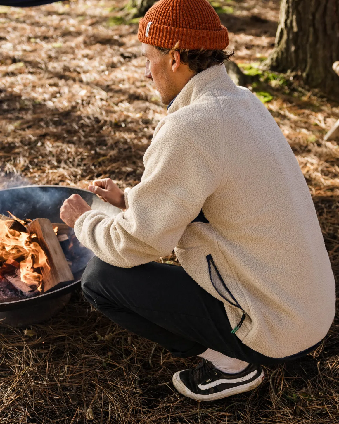 Offgrid 2.0 Half Zip Recycled Sherpa Fleece - Oatmeal/Navy