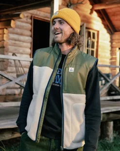 Offgrid Recycled Sherpa Fleece Vest - Oatmeal/Khaki