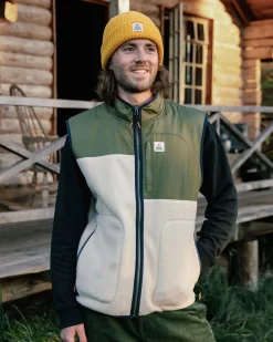 Offgrid Recycled Sherpa Fleece Vest - Oatmeal/Khaki