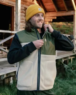 Offgrid Recycled Sherpa Fleece Vest - Oatmeal/Khaki