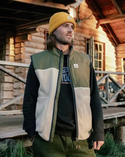 Offgrid Recycled Sherpa Fleece Vest - Oatmeal/Khaki