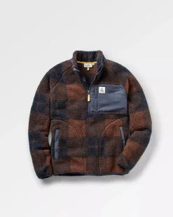 Offroad Recycled Sherpa Half Zip Fleece - Chestnut/Deep Navy Check