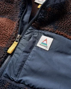 Offroad Recycled Sherpa Half Zip Fleece - Chestnut/Deep Navy Check