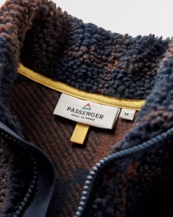 Offroad Recycled Sherpa Half Zip Fleece - Chestnut/Deep Navy Check