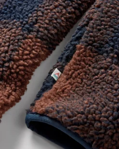 Offroad Recycled Sherpa Half Zip Fleece - Chestnut/Deep Navy Check