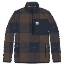 Offroad Recycled Sherpa Half Zip Fleece - Chestnut/Deep Navy Check