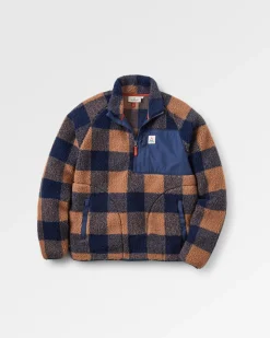 Offroad Recycled Sherpa Half Zip Fleece - Toffee/Rich Navy Buffalo