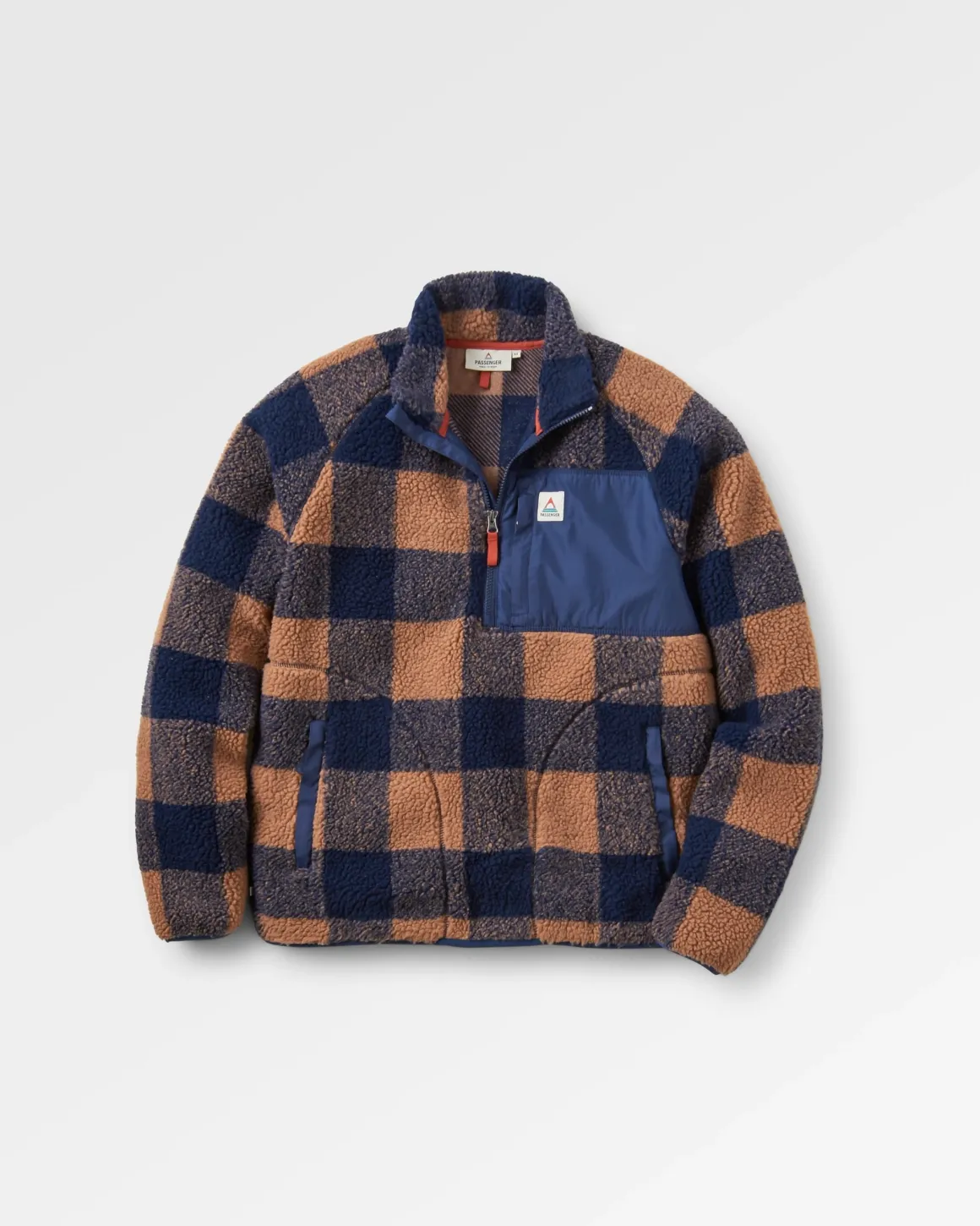 Offroad Recycled Sherpa Half Zip Fleece - Toffee/Rich Navy Buffalo