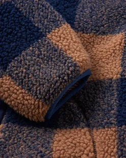 Offroad Recycled Sherpa Half Zip Fleece - Toffee/Rich Navy Buffalo