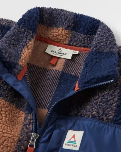 Offroad Recycled Sherpa Half Zip Fleece - Toffee/Rich Navy Buffalo