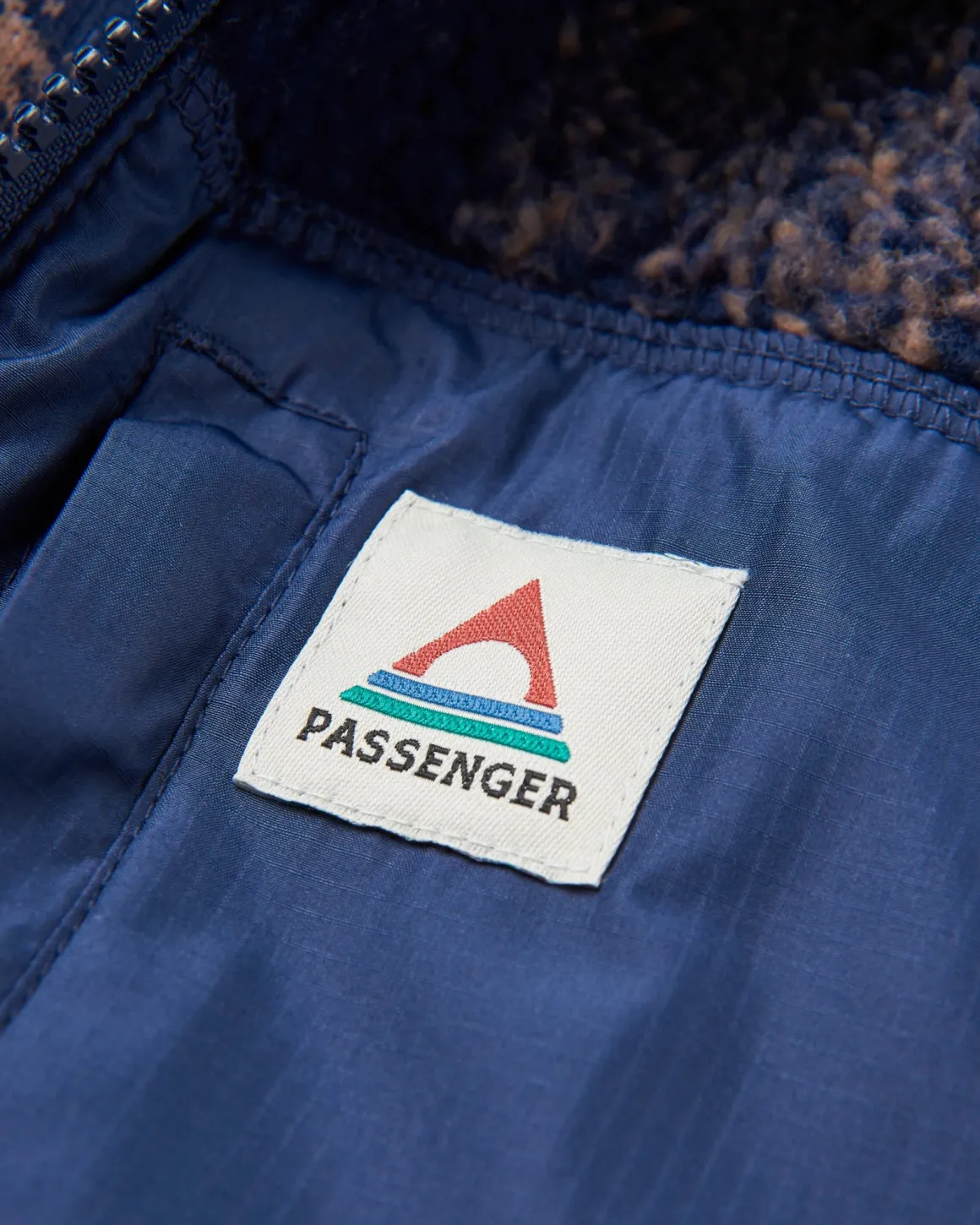 Offroad Recycled Sherpa Half Zip Fleece - Toffee/Rich Navy Buffalo