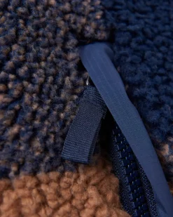 Offroad Recycled Sherpa Half Zip Fleece - Toffee/Rich Navy Buffalo