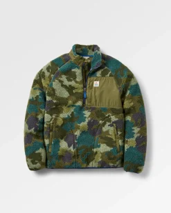 Offroad Recycled Sherpa Half Zip Fleece - Alpine Camo Khaki Green