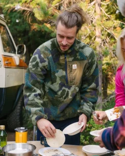 Offroad Recycled Sherpa Half Zip Fleece - Alpine Camo Khaki Green