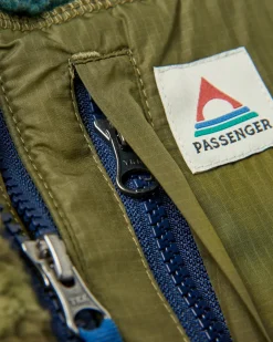 Offroad Recycled Sherpa Half Zip Fleece - Alpine Camo Khaki Green