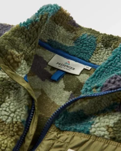 Offroad Recycled Sherpa Half Zip Fleece - Alpine Camo Khaki Green