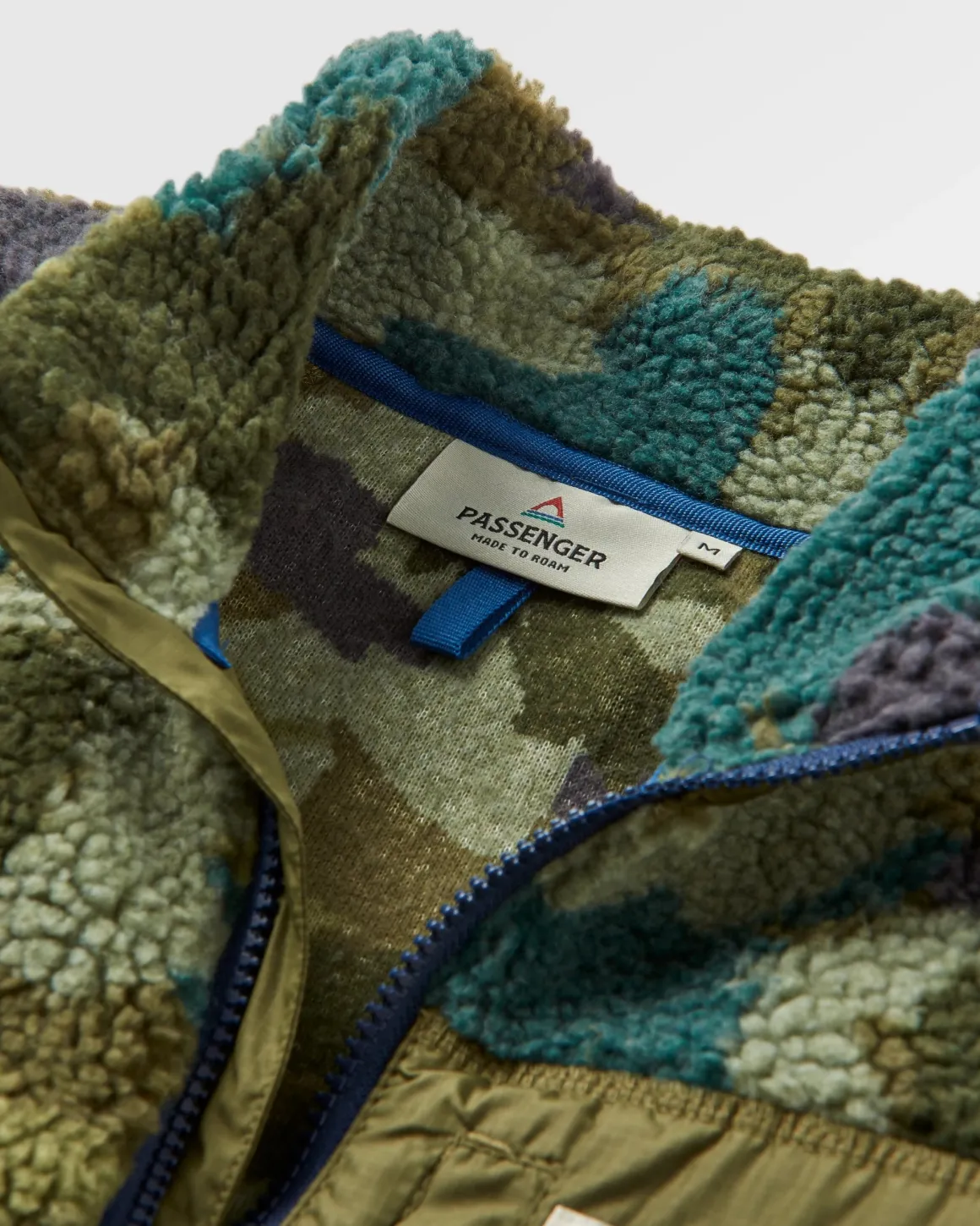 Offroad Recycled Sherpa Half Zip Fleece - Alpine Camo Khaki Green