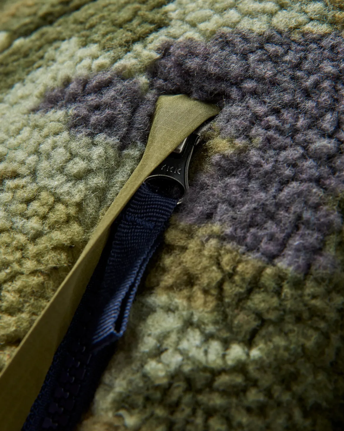 Offroad Recycled Sherpa Half Zip Fleece - Alpine Camo Khaki Green