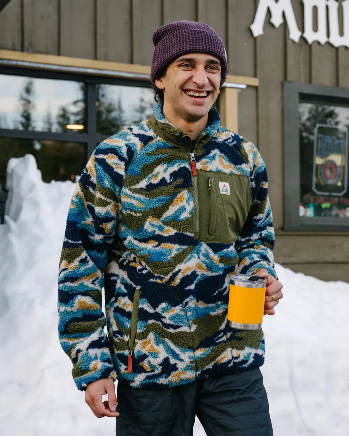 Offroad Recycled Sherpa Half Zip Fleece - Mount Scenic Khaki Green