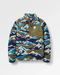 Offroad Recycled Sherpa Half Zip Fleece - Mount Scenic Khaki Green