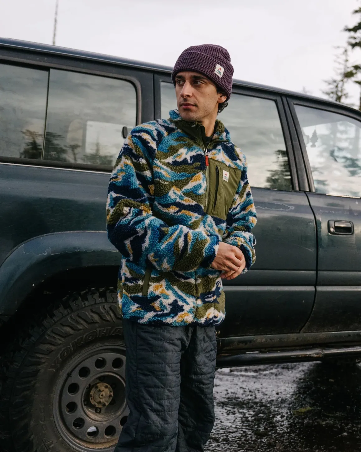 Offroad Recycled Sherpa Half Zip Fleece - Mount Scenic Khaki Green