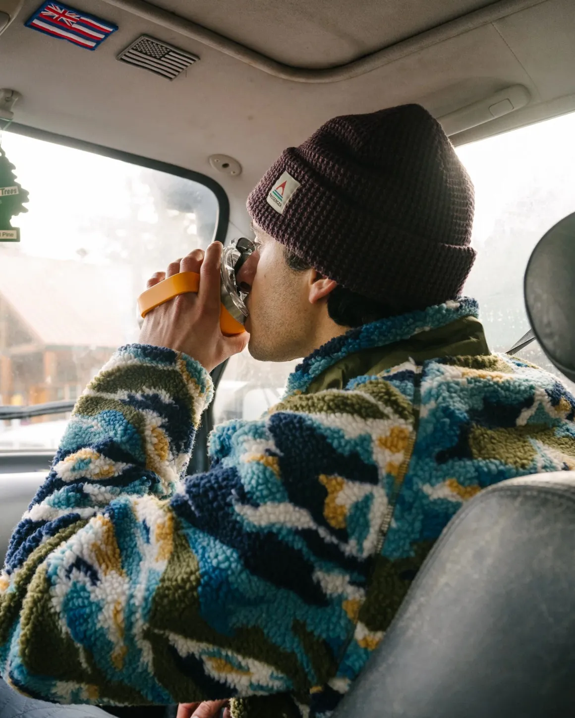 Offroad Recycled Sherpa Half Zip Fleece - Mount Scenic Khaki Green