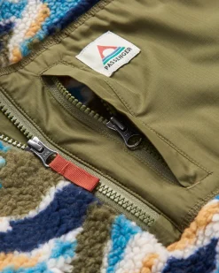 Offroad Recycled Sherpa Half Zip Fleece - Mount Scenic Khaki Green