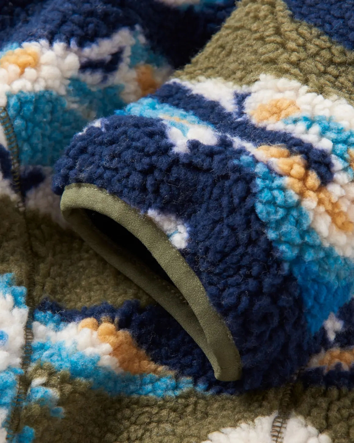 Offroad Recycled Sherpa Half Zip Fleece - Mount Scenic Khaki Green